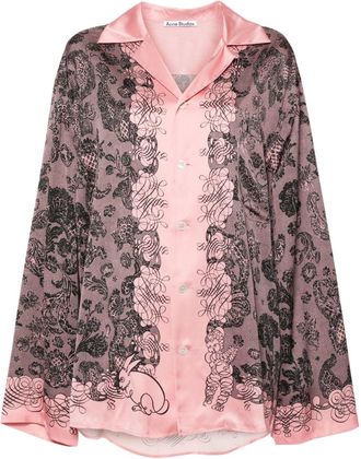 Acne Studios floral-print satin shirt - men - Viscose - 46 - Pink