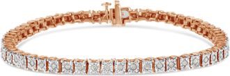 House of Brilliance 925 Sterling Silver 1.0 Cttw Diamond Square Frame Miracle-Set Tennis Bracelet