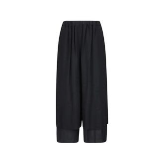 Comme Des Gar&ccedil;ons Broeken, Dames, Zwart, S, Wol, Gelaagde Pantalons met Wijde Pijpen