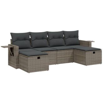 vidaXL Set Divano da Giardino 6 pz con Cuscini Grigio in Polyrattan vidaXL