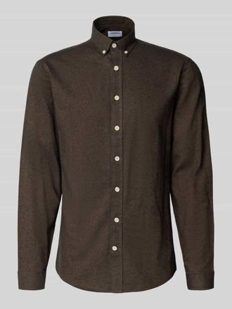 Lindbergh Lindbergh Freizeithemd mit Button-Down-Kragen in Dunkelbraun, Größe XXL
