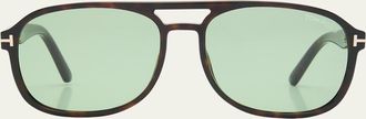 Tom Ford Havana Logo Acetate Aviator Sunglasses