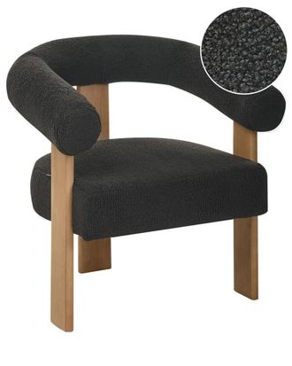 Beliani Sill&oacute;n boucl&eacute; negro marr&oacute;n oscuro