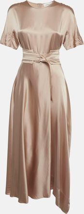 Sportmax Beige Satin Flared Maxi Dress