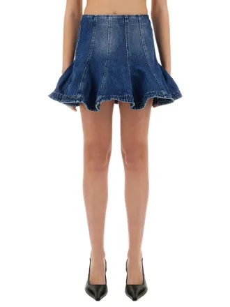 Msgm Flared Denim Skirt