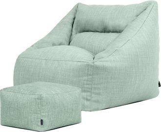 Icon Brand Puf sill&oacute;n y reposapi&eacute;s cuadrado int/ext en tejido verde salvia