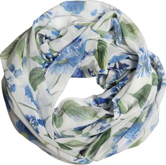 Dolce & Gabbana White Blue Floral Square Foulard Womens Scarf
