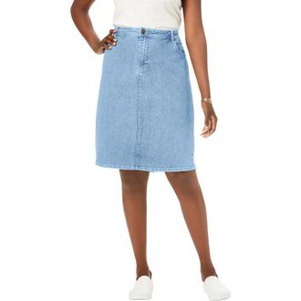 Jessica London True Fit Stretch Denim Short Skirt in Light Wash at Nordstrom, Size 24