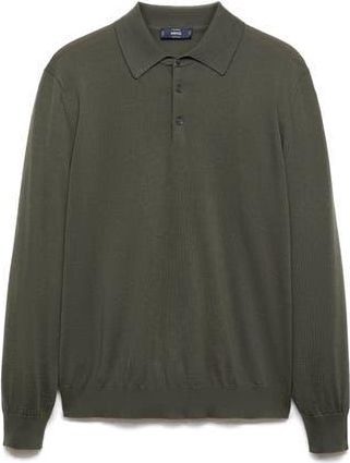 Mango Merino Wool Polo Sweater in Forest Green at Nordstrom Rack, Size X-Large
