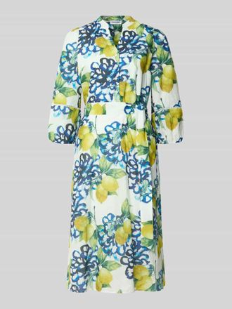 More & More More & More Midikleid mit Tunikakragen und Knopfleiste in Royal, Gr&ouml;&szlig;e 34