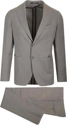 Tagliatore Super 110s Wool Canvas Suit - male - Tagliatore - Single Breasted Suits - Gray - 2XL - Suits