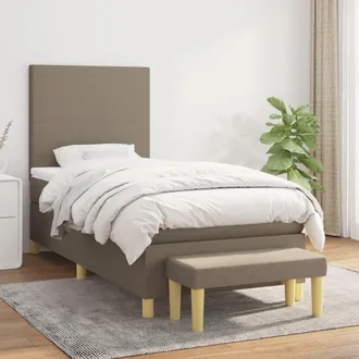 vidaXL Vidaxl - Cama Box Spring Con Colch&oacute;n Tela Gris Taupe 100x200 Cm