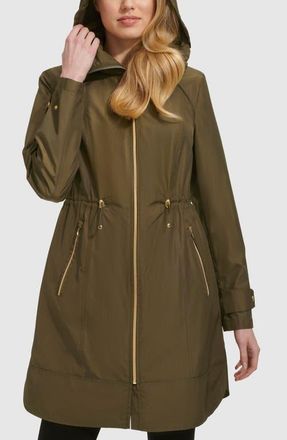 Cole Haan Travel Packable Hooded Rain Jacket in Olive at Nordstrom, Size X-Small