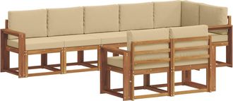 vidaXL Conjunto De Sof&aacute;s De Exterior 8 Uds. Natural Y Beige Vidaxl