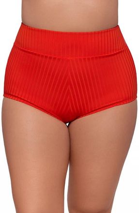 S3 Smoothing and Sculpting Ribbed Ultra High-Waist Swim Shorts in Scarlet at Nordstrom, Size X-Large
