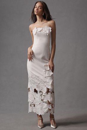LEO LIN Rayne Strapless Appliqu&eacute; Midi Dress