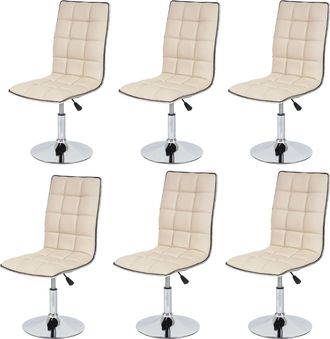 Hhg Nunca Usado] Juego De 6 Sillas De Comedor Hhg 834, Silla De Cocina, Regulable En Altura, Giratoria, Cuero Sint&eacute;tico Con Certificaci&oacute;n Mvg, Color Crema