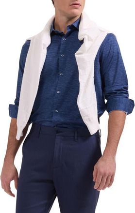 Bugatchi James OoohCotton Space Dye Button-Up Shirt in Navy at Nordstrom, Size Xxx-Large