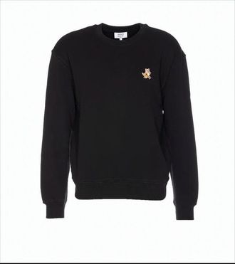 Maison Kitsuné Black Long-Sleeve Sweatshirt With Embroidered Fox Emblem