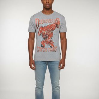 Dsquared2 Grey Monster Graphic Distressed Jersey T-Shirt
