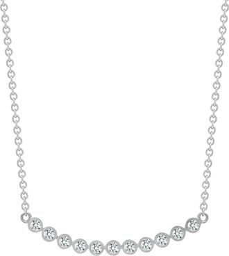 Jewelco London 9ct White Gold 0.33ct Diamond 11 Stone Bar Eternity Necklace - 9C001-17