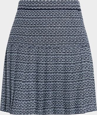 Misook x Lani Lynn Pleated Drop-Waist Tweed Mini Skirt