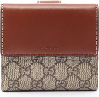 Gucci Beige Brown Leather Pvc Wallet (Bi-Fold) (Pre-Owned)