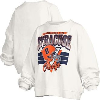 Pressbox Womens Pressbox White Syracuse Orange Oversized Janice Retro Waist-Length Pullover Sweatshirt at Nordstrom, Size X-Large