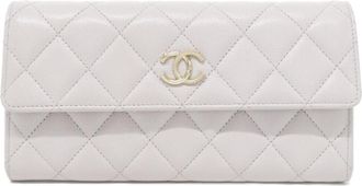 Chanel Light Pink Grained Calfskin Long Wallet (Bi-Fold) (Pre-Owned)