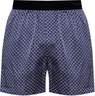 Tom Ford Katoenen Boxershorts Met Logo - Heren - Onderbroek - Blauw - S - Katoen - Ondergoed