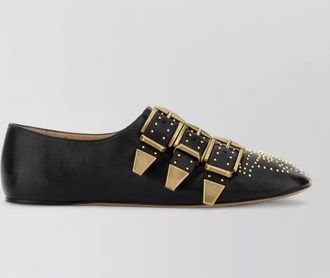 Chlo&eacute; susan leather ballerinas flat sole studs