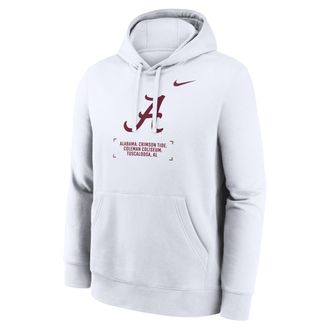 Nike Alabama Club Basketball 2-Hit Nike Mens College Pullover Hoodie in White | NKDK10AABN-DV1