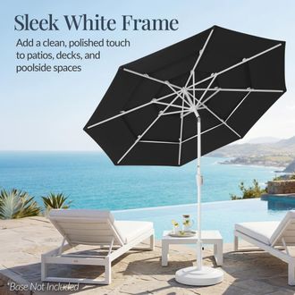 Best Choice Products 10ft 3-Tier Patio Umbrella White Pole, Outdoor Market Umbrella Steel Pole