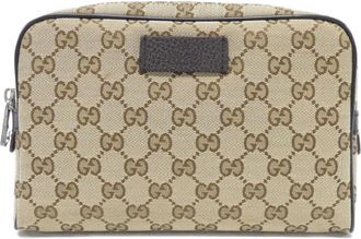 Gucci Beige Brown Gg Canvas Leather Fanny Pack (Pre-Owned)