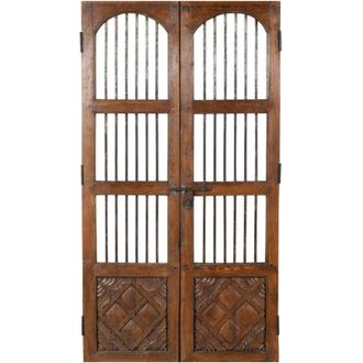 Biscottini International Puerta Corredera Medieval Antigua Interior O Exterior De Madera Maciza Y Hierro