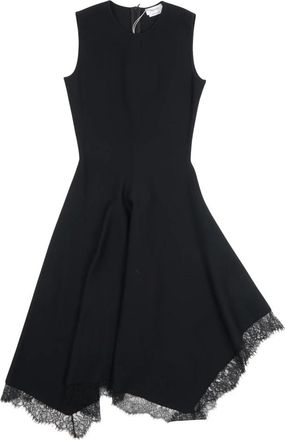 Alexander McQueen Alexander McQueen, Midi Dresses, male, Black, Size: M Lace Detail Asymmetric Dress
