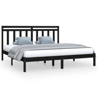 Berkfield Home Bed Frame Black Solid Wood 200x200 cm