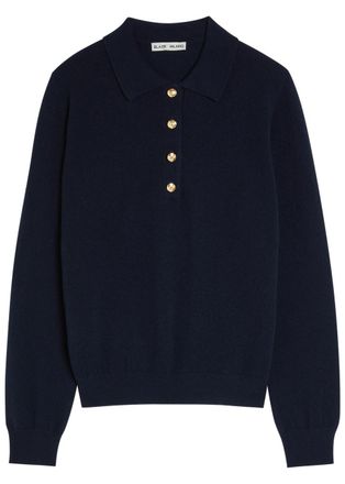 Blaz&eacute; Milano Highland Wool and Cashmere-blend Polo top - Navy - 00 (UK4 / Xxs)