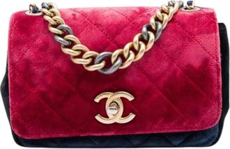 Chanel Pre-owned Quilted Velvet Satchel - Dames - Vintage Schoudertas - Rood - ONE Size - Leer - Vintage