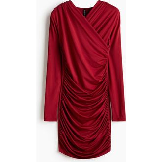 H&M Draped Jersey Dress in Red at Nordstrom, Size X-Small