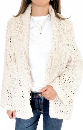 Autumn Cashmere Southwest Fringe Shawl Cardigan In Sand
