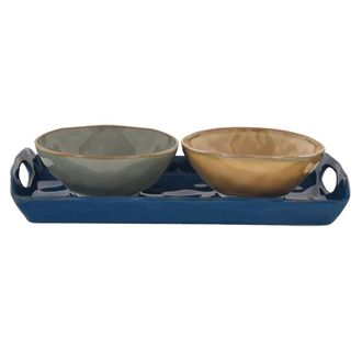 Easy Life 28x14 cm tray set with 2 porcelain bowls Ø 12 cm INDOORS