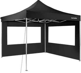 TecTake Carpa aluminio plegable, ajustable, 2 paneles laterales, 3x3 m, negro