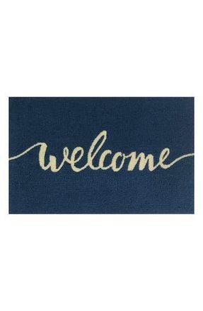 R16 Home Welcome Script Indoor/Outdoor Doormat in Blue/White at Nordstrom Rack, Size 24X36 Ft
