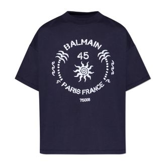 Balmain T-Shirts, male, Blue, Size: 2XL T-shirt with logo