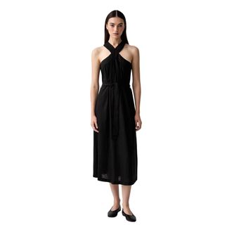 Vicolo Linnen Maxi Jurk - Dames - Casual kleedjes - Zwart - S - Linnen - Kleedjes