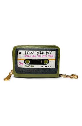 Aim&eacute;e Mix Tape Leather Bag Charm Wallet in Olive at Nordstrom