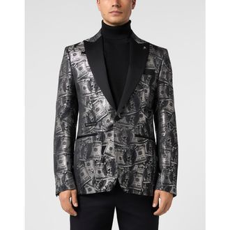 Philipp Plein Blazer All-Over Plein Dollars Men in Black/silver at Nordstrom, Size 48
