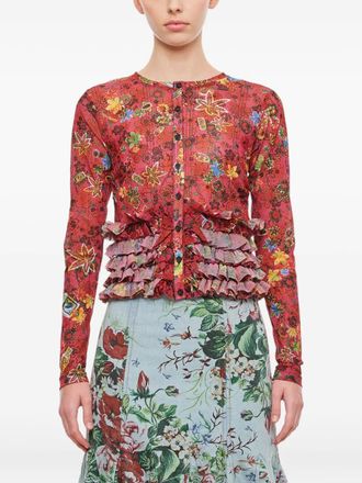 MOLLY GODDARD ruffled cardigan - women - Polyester - 6 - Red