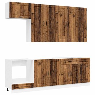 vidaXL Unidad De Cocina Porto 8 Uds. Madera Envejecida Vidaxl